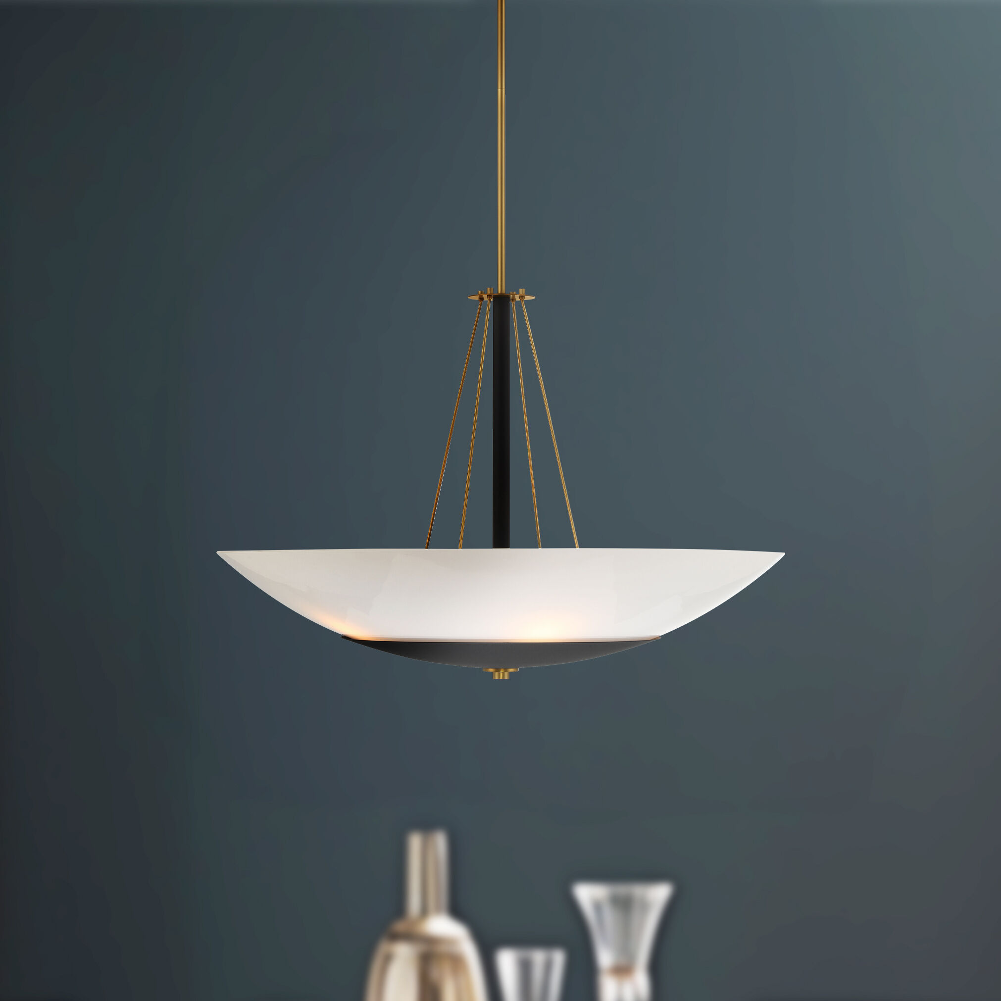 BAX 5 Light 32 inch Sand Coal and Soft Brass Pendant Ceiling Light